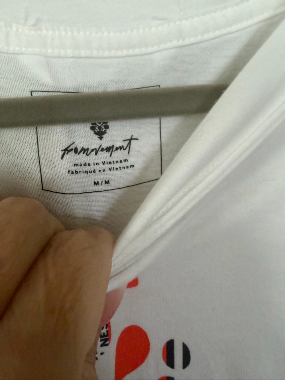 White Graphic Crop Tee with Red & Black Print - Picture 2 of 2
